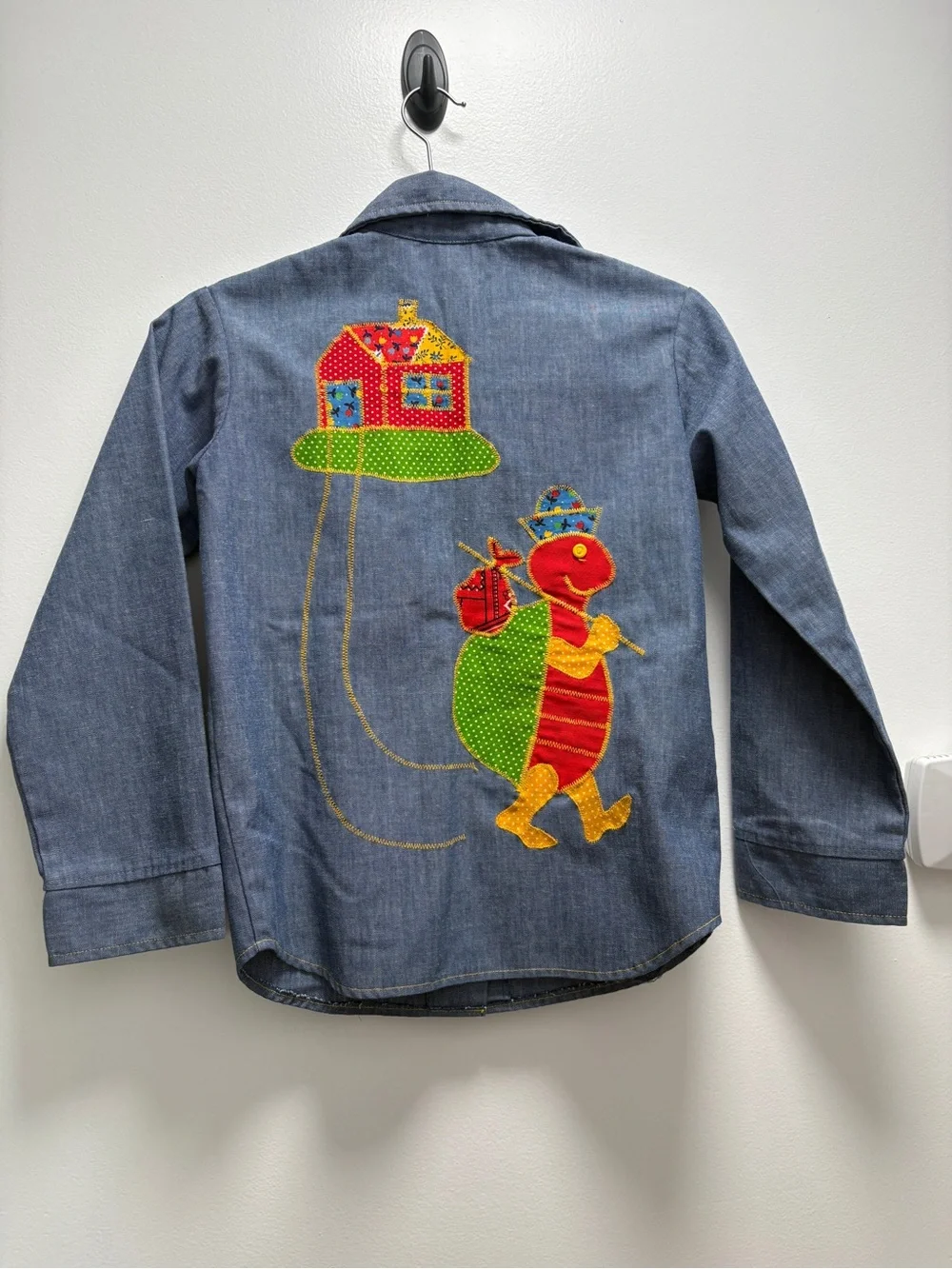 Just Girls! 1970 Jean-Style Kids Jacket with Green Turtle Patches Farmhouse